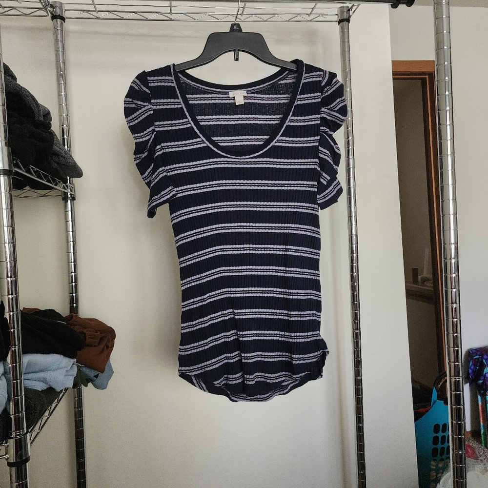 Striped Navy and White Women's Top